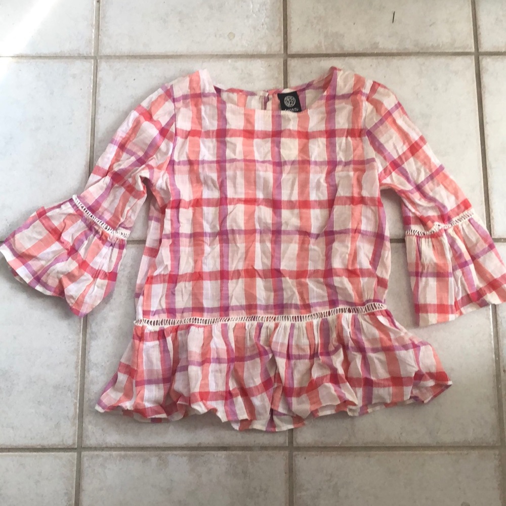 Peplum checkered shirt